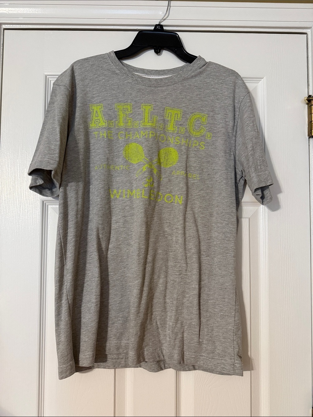 Wimbledon Graphic Tee - Grey with Lime Print L